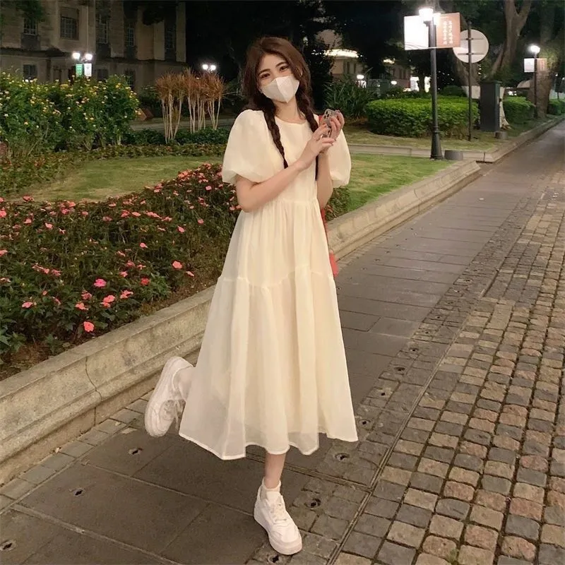 Lookinto Short-Sleeved Dresses Women's Apricot-3