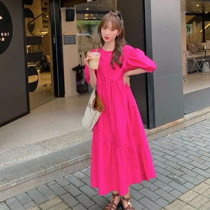 Lookinto Short Sleeved Dresses Women's Dragon Fruit-3