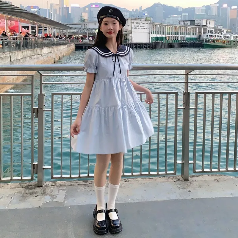 Lookinto Short-Sleeved Dresses Women's Light Blue-4