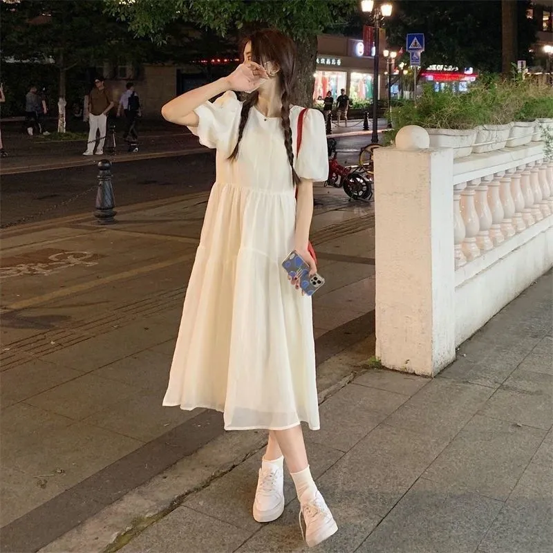 Lookinto Short-Sleeved Dresses Women's Apricot-4