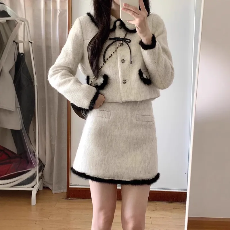 Lookinto Skirt Set Women's Beige-3