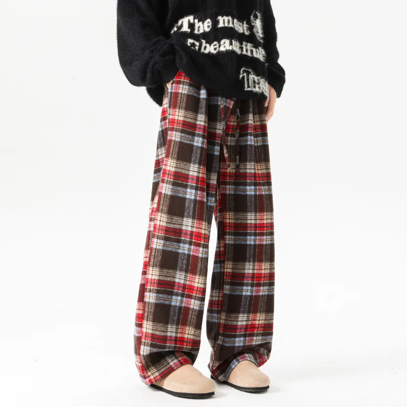 MARK WAFFLE Casual Pants Unisex Red-2