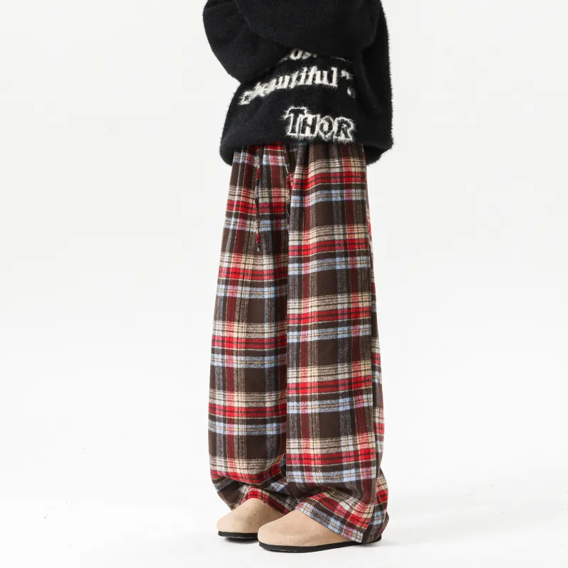 MARK WAFFLE Casual Pants Unisex Red-1