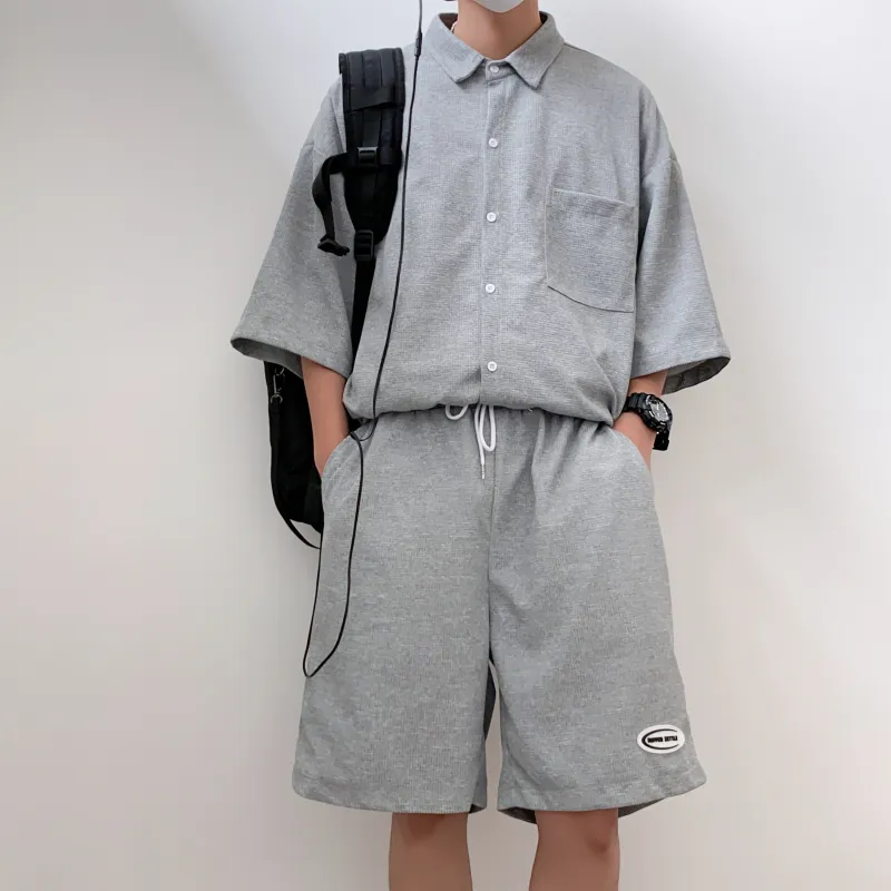 MARK WAFFLE Shirt Matching Set Unisex-18