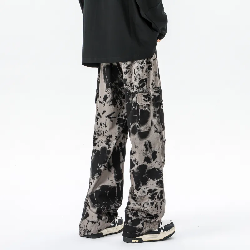 MARK WAFFLE Cargo Pants Unisex Black Gray-4