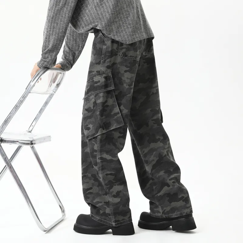 MARK WAFFLE Cargo Pants Unisex Camouflage-5