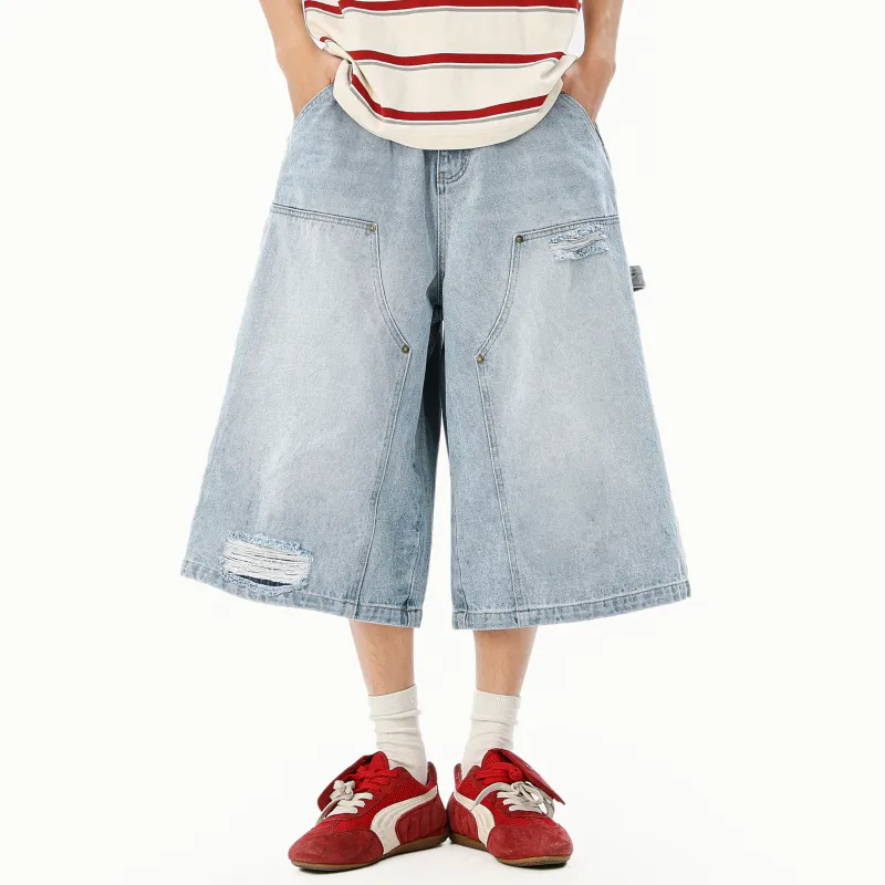 MARK WAFFLE Denim Shorts Unisex-3