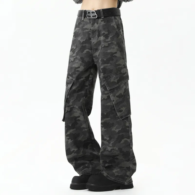 MARK WAFFLE Cargo Pants Unisex Camouflage-2