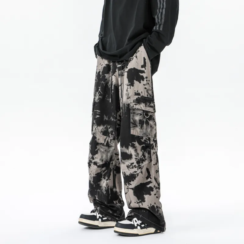 MARK WAFFLE Cargo Pants Unisex Black Gray-2