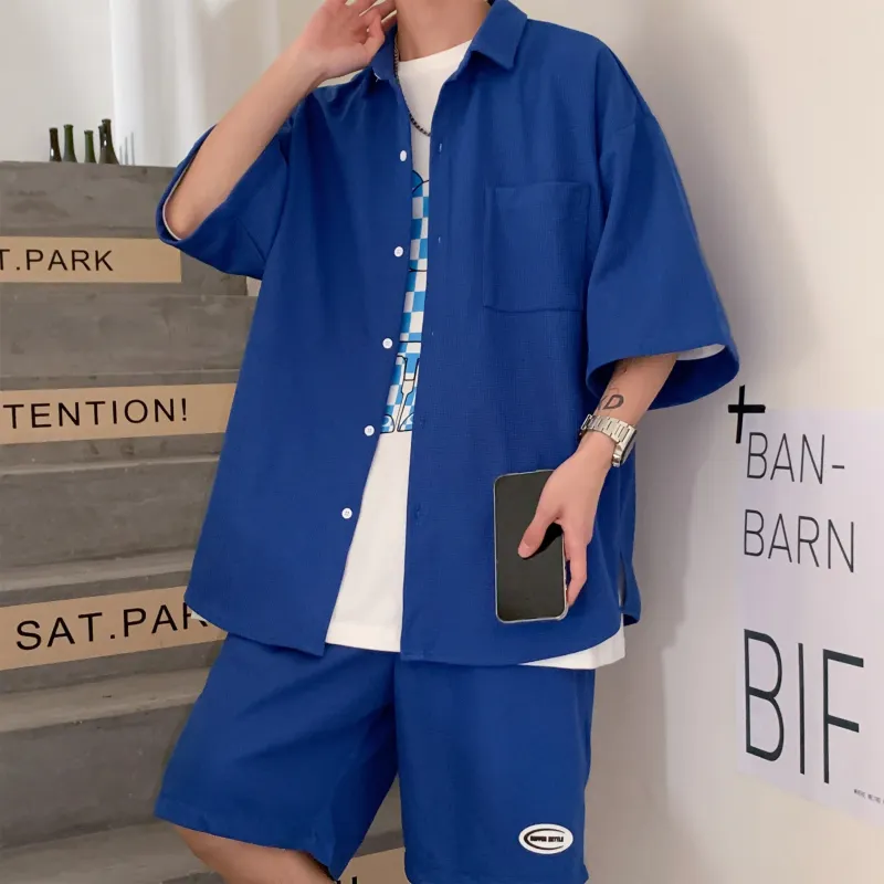 MARK WAFFLE Shirt Matching Set Unisex-3