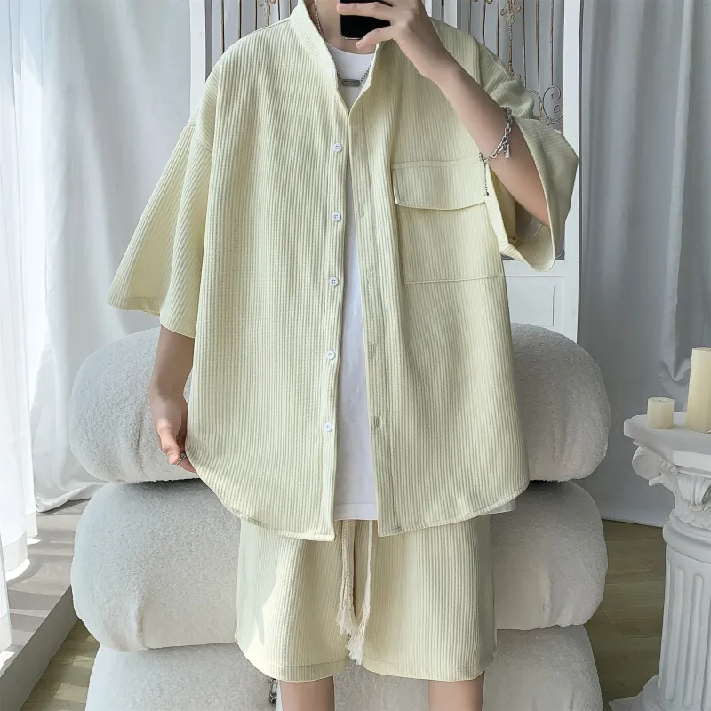 MARK WAFFLE Shirt Matching Set Unisex-2
