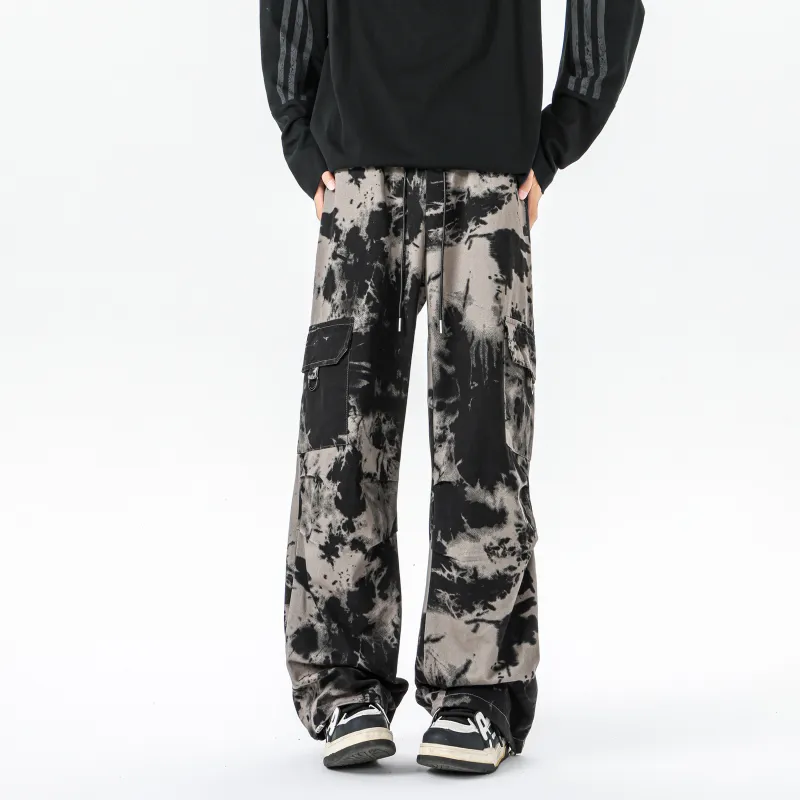 MARK WAFFLE Cargo Pants Unisex Black Gray-1