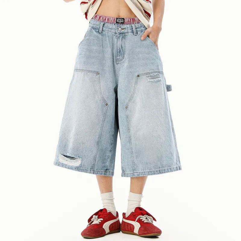 MARK WAFFLE Denim Shorts Unisex-4