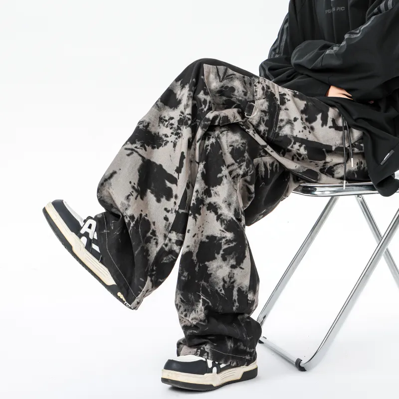 MARK WAFFLE Cargo Pants Unisex Black Gray-5