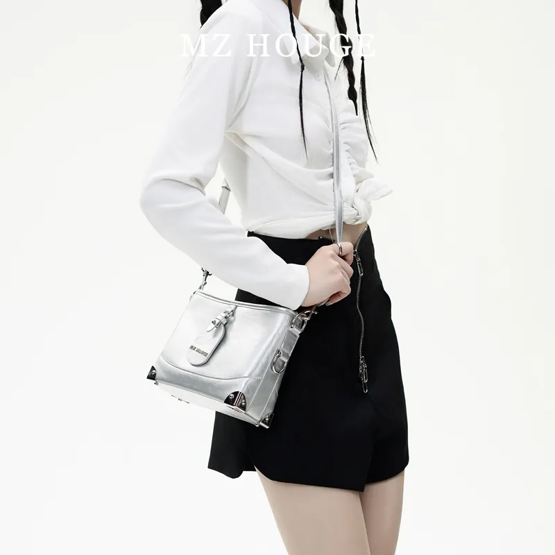 MZ HOUGE PU Shoulder Bag Women's Silver-8