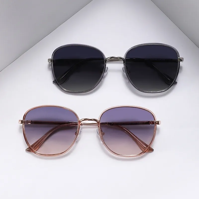 JEKA TR/Memory Plastic Metal Round Sunglasses Unisex-2
