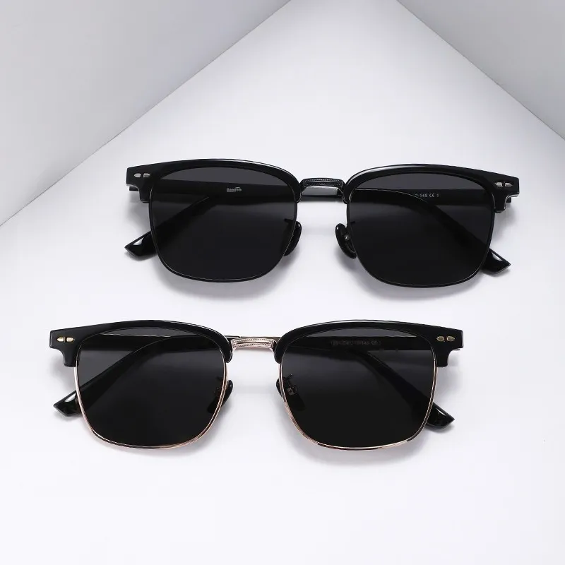 JEKA TR/Memory Plastic Metal Square Sunglasses Unisex-1