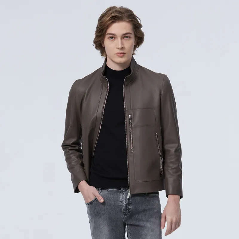 LIU·JO UOMO Leather Jackets Men Light Brown-7