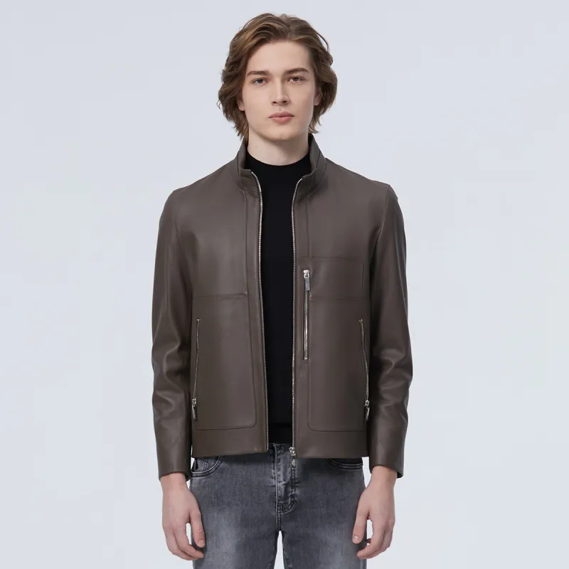LIU·JO UOMO Leather Jackets Men Light Brown-5