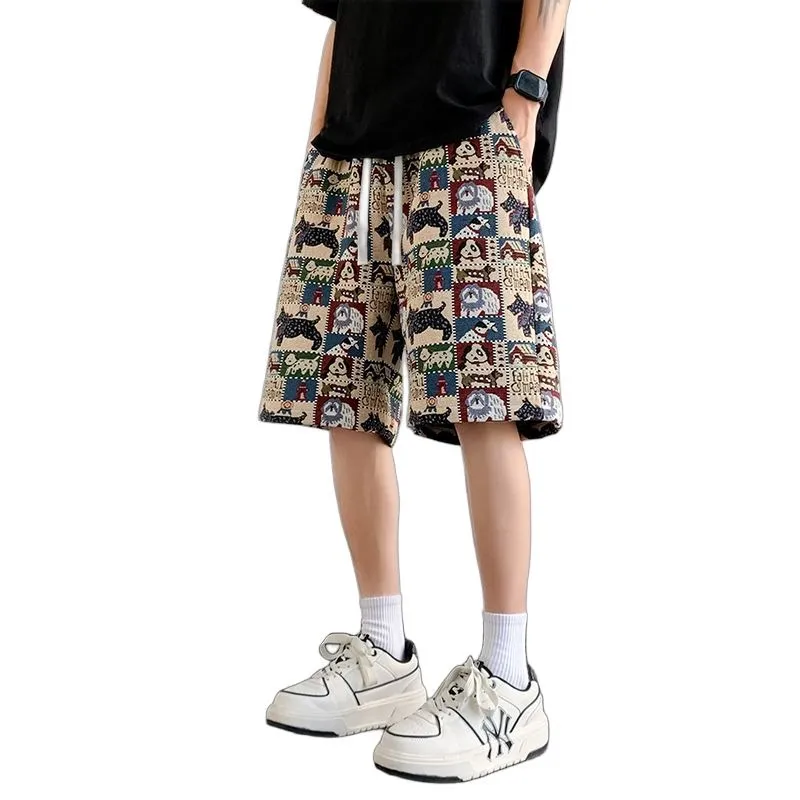 HUMNAT Casual Shorts Unisex Embroidery Dog-3