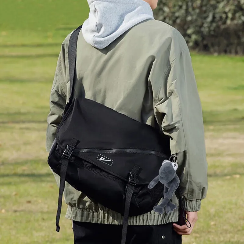Warrior Polyester Messenger Bag Backpack Workwear Shoulder Bag Crossbody Bag Medium Size Unisex Black-2