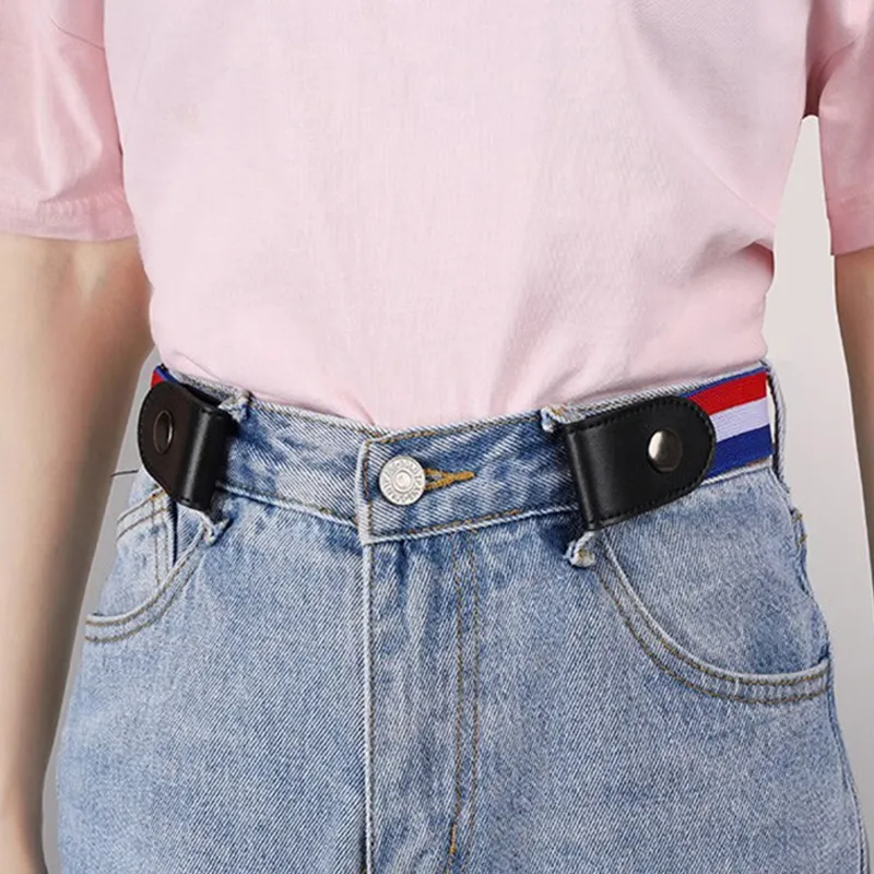 Warrior Lazy Person Invisible Pants With Perforated Elastic Cinched Waist Magic Tool Belt Women's Width  3.5cm-4