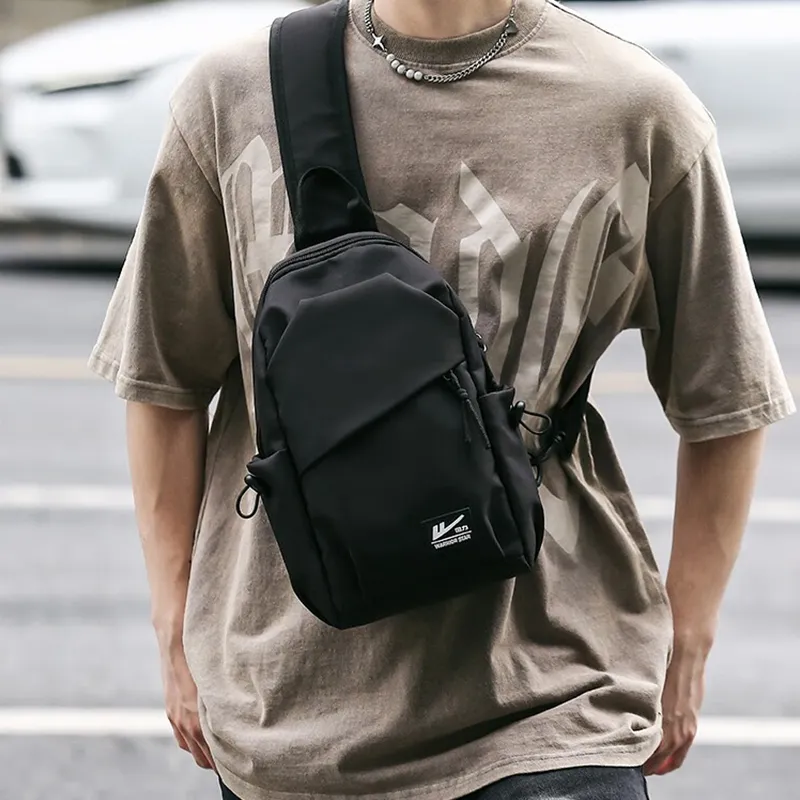 Warrior Nylon Sling Bag Shoulder Bag Crossbody Bag Regular Unisex Black-4