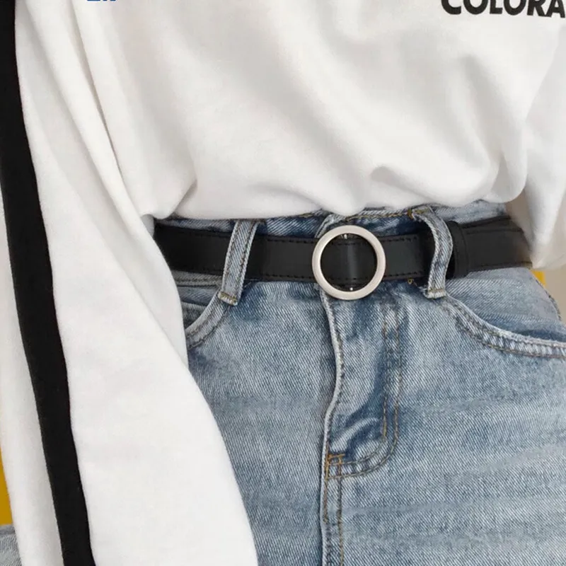 Warrior Perforated Minimalist Style No-Hole Decoration Casual Trendy Leather Belts Women's 2.3cm-4