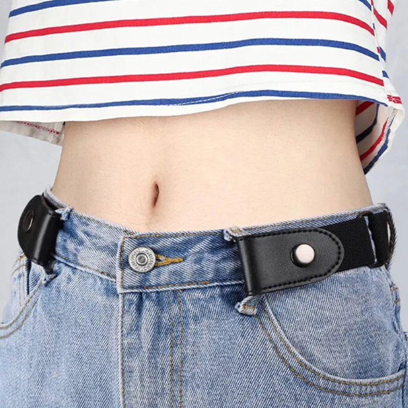 Warrior Lazy Person Invisible Pants With Perforated Elastic Cinched Waist Magic Tool Belt Women's Width  3.5cm-3