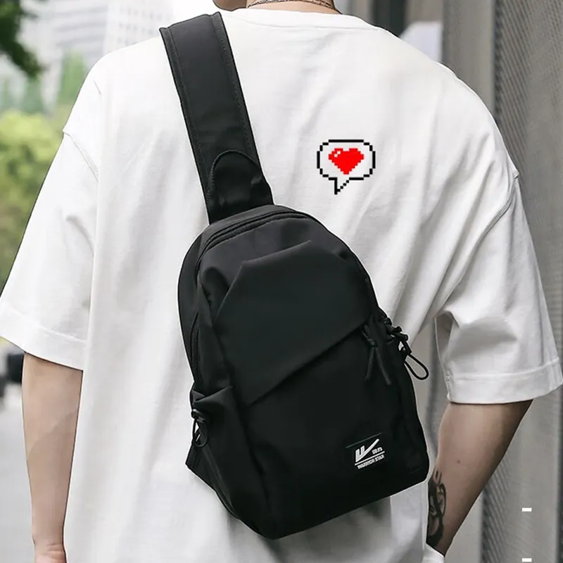 Warrior Nylon Sling Bag Shoulder Bag Crossbody Bag Regular Unisex Black-2