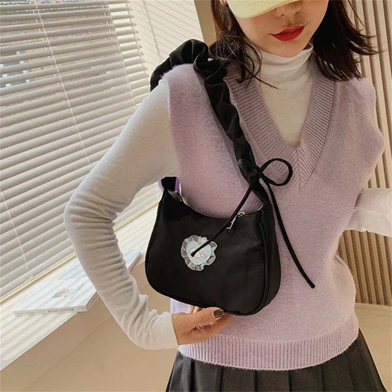 BALANG Canvas Shoulder Bag Regular Women's White/Black-13