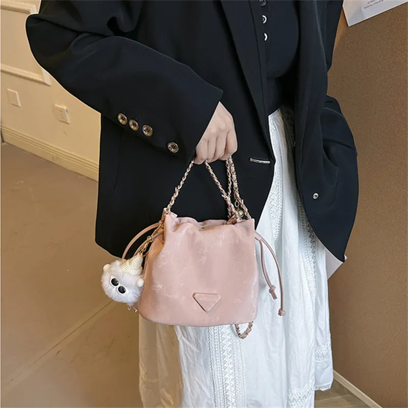 BALANG PU Shoulder Bag Women's Black/White/Pink/Khaki-11