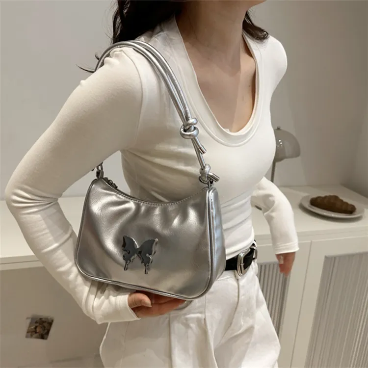BALANG PU Crossbody Underarm Shoulder Bag Women's White/Black/Silver/Red-8