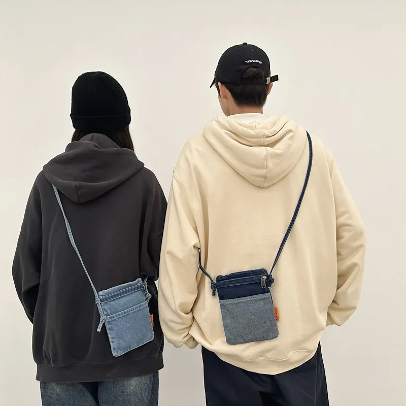 BALANG Denim Backpack Crossbody Bag Shoulder Bag Women's Light Blue & Color/Dark Blue & Color/Light Blue Solid Color-3