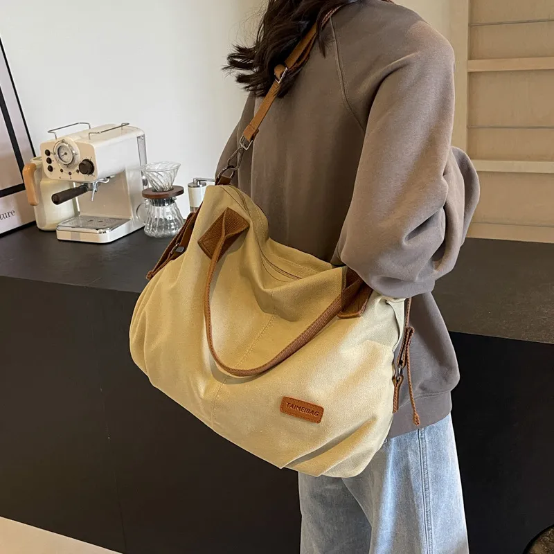 BALANG Fabric Tote Bag Shopping Bag Crossbody Bag Shoulder Bag Regular Women's Ecru Black Khaki-7