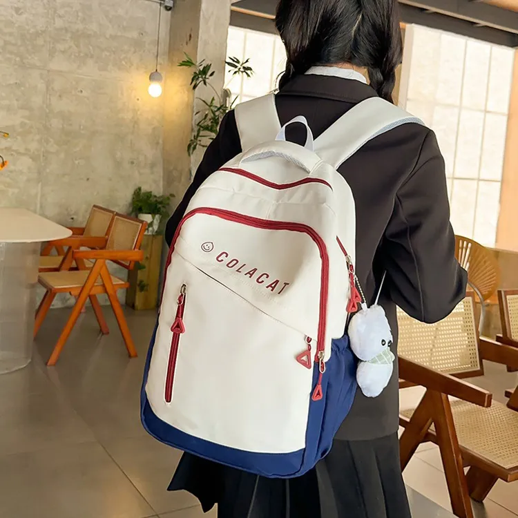 BALANG Nylon Backpack Unisex White Blue/Pink/Yellow Green/Black-1