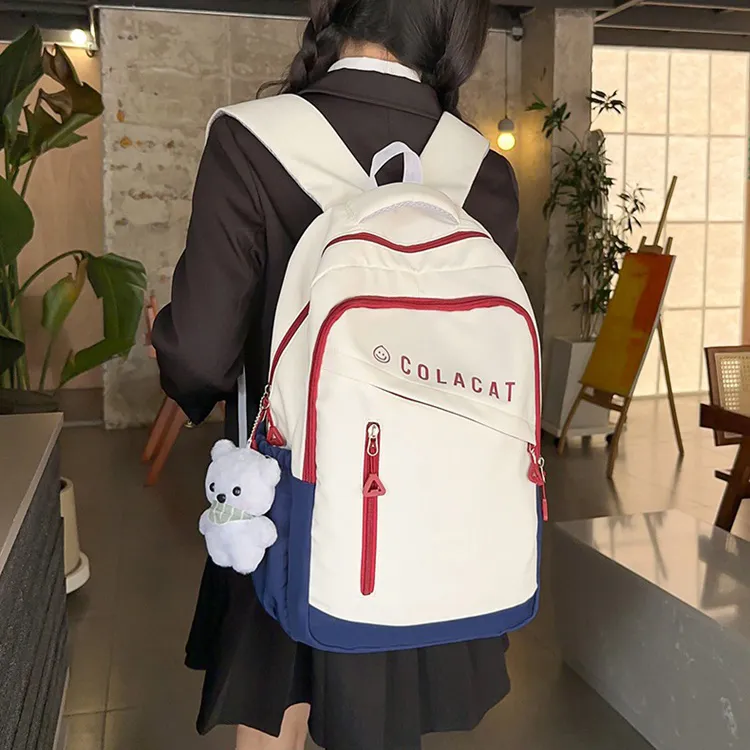 BALANG Nylon Backpack Unisex White Blue/Pink/Yellow Green/Black-2