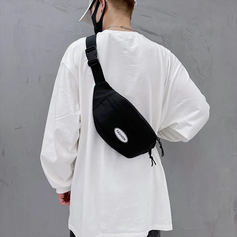 BALANG Nylon Fabric Shoulder Bag Crossbody Bag Fanny Pack Sling Bags Regular Unisex Black/White-2