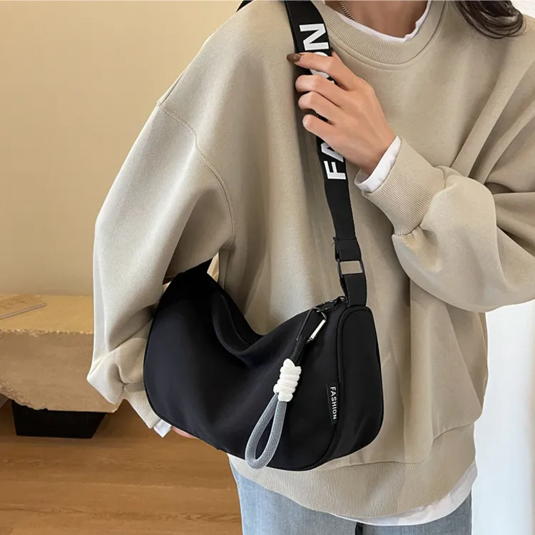GOBLIN SHARKS 1759 Fabric Shoulder Bag Regular Unisex Black/White & Black/White & Blue-4