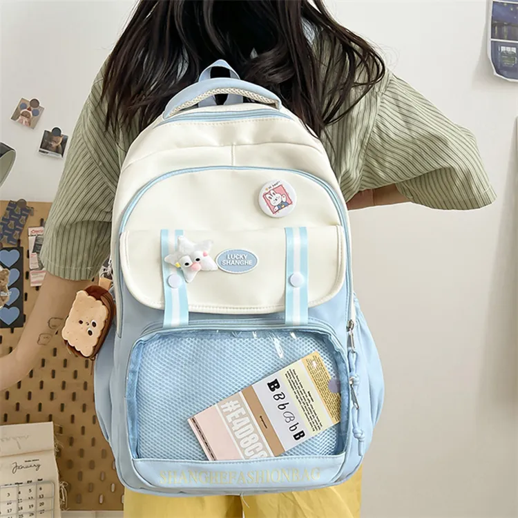 BALANG Composite Cloth Backpack Regular Unisex Black/Red/Coffee/Blue/Green-14