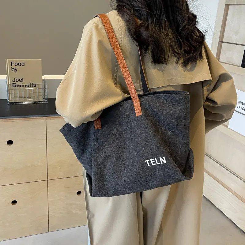 BALANG Canvas Canvas Bag Tote Bag Handbag Shoulder Bag Regular Women's Ecru/Black/Khaki-5