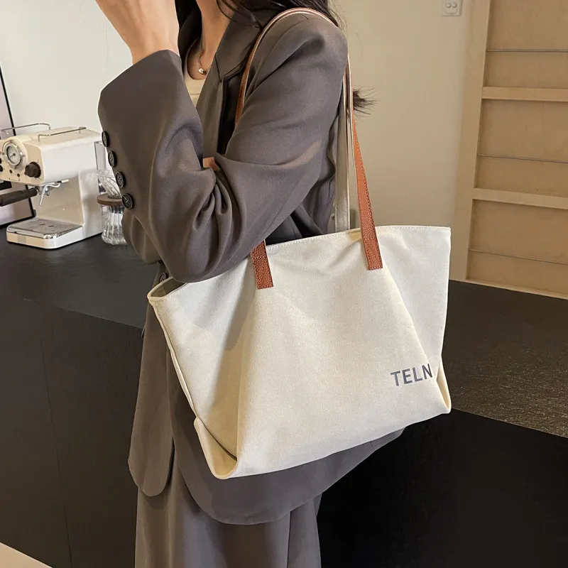 BALANG Canvas Canvas Bag Tote Bag Handbag Shoulder Bag Regular Women's Ecru/Black/Khaki-1