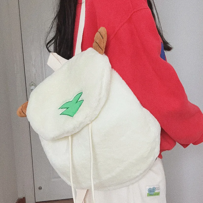BALANG Faux Rabbit Fur Backpack Regular Women's White-2