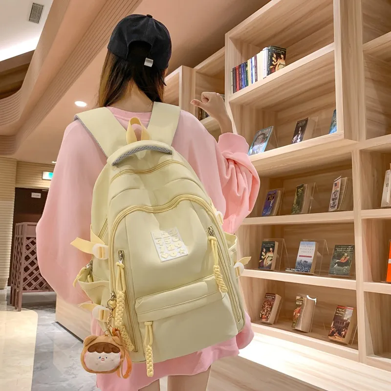 BALANG Nylon Backpack Medium Size Unisex Custard/Black/White/Pink/Light Green-1