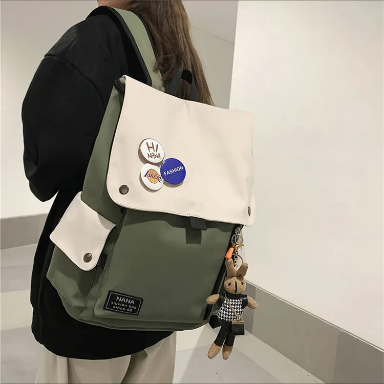 BALANG Nylon Backpack Regular Unisex Pure Black/Black & White/White & Green/Blue & White-6