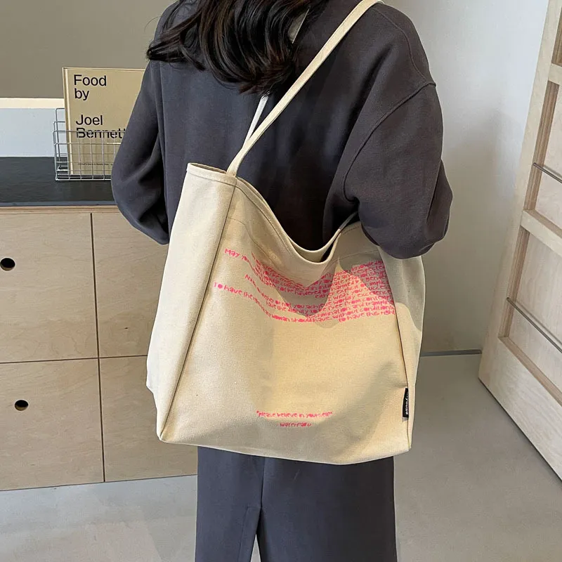 BALANG Canvas Canvas Bag Tote Tote Bag Commute Bag Shoulder Bag Regular Women's Ecru/Black/Khaki/Gray-10