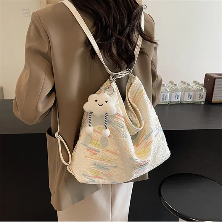 BALANG Fabric Shoulder Bag Regular Women's White/Black/Pink-1