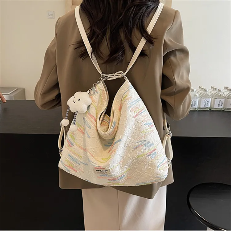 BALANG Fabric Shoulder Bag Regular Women's White/Black/Pink-2