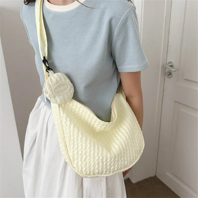HCXK Canvas Crossbody Bag, Canvas Bag, Shoulder Bag Women's Yellow/White/Light Blue/Black/Pink/Light Yellow-2