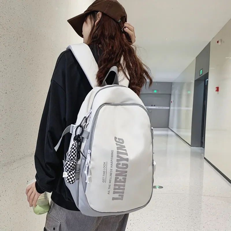 HCXK Nylon Backpack Unisex Black/Gray/Blue/Purple/Orange-24